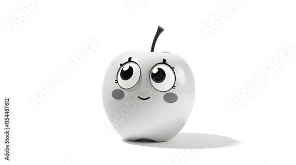 Fototapeta charming apple sketch in cartoon style on white for creative illustrations, branding, or merchandise