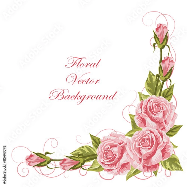 Obraz Corner composition with roses and leaves.