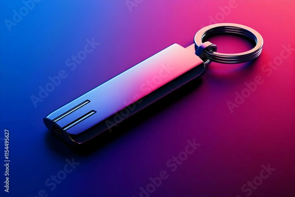 Fototapeta 3D Render Metallic Keychain Illustration