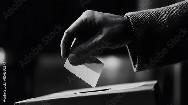 Fototapeta Close-Up of a Hand Casting a Vote by Placing a Ballot into a Voting Box