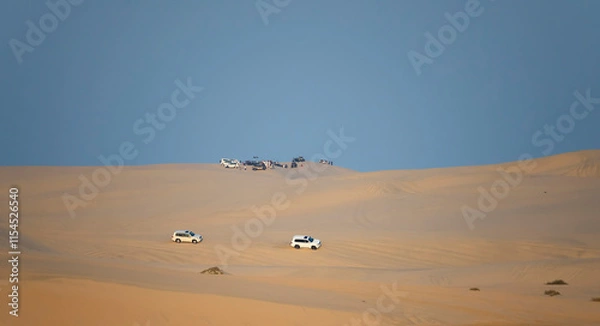 Obraz Off-road vehicles and scenery on a desert safari tour in Doha, Qatar