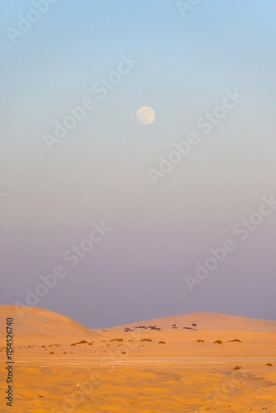 Obraz vertical desert landscape and full moon in the sky