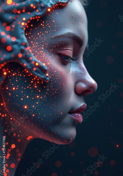 Fototapeta futuristic abstract art combines geometric digital elements intricate data