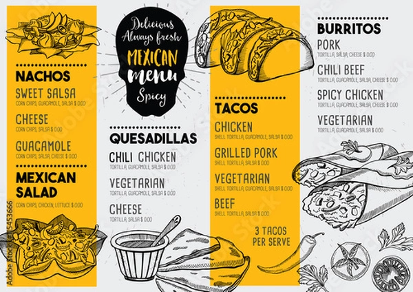 Obraz Restaurant cafe menu, template design.