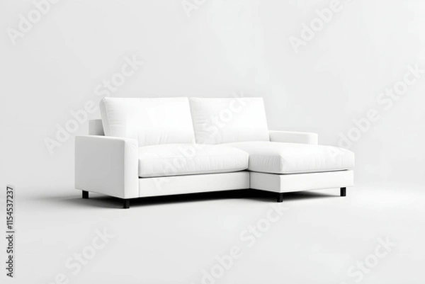 Obraz Modern Minimalist White Couch with Soft Cushioning in a Bright and Airy Living Space