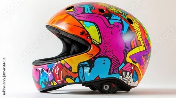 Obraz Vibrant Skateboarding Helmet with Graffiti Design