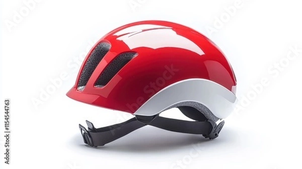 Obraz Compact urban helmet with adjustable strap system, isolated on white, emphasizing convenience and design --ar 16:9 --v 6.1 Job ID: 71e5e198-6e37-4f58-addb-c071aeca9e0b