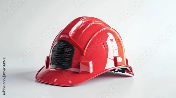 Obraz Emergency responder helmet with rugged design, clean white background, focusing on durability and utility --ar 16:9 --v 6.1 Job ID: bd1db06f-52da-470e-a540-bd6857b2103e