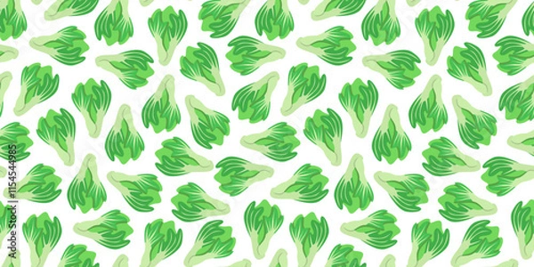 Fototapeta Mustard Greens Illustration Pattern background. Leafy Mustard Greens Pattern background. Mustard Greens Seamless pattern Design background.
