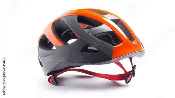 Obraz High-performance climbing helmet with reinforced shell, isolated on white, emphasizing durability and safety --ar 16:9 --v 6.1 Job ID: cb3aba40-01a9-4a29-bd87-57abae1b10d9