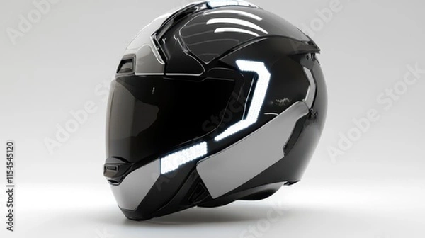 Obraz Industrial helmet with reflective elements, set on a white background, combining safety with contemporary style --ar 16:9 --v 6.1 Job ID: afc3c003-b88d-433f-b45b-6e343b4f5d8e