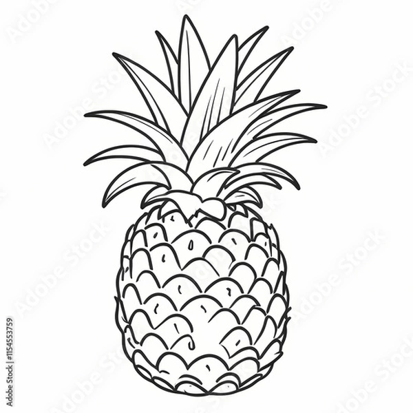 Fototapeta Pineapple Coloring Pages For Kids. Pineapple Fruit Coloring Book Printable. Pineapple Icon. Pineapple Illustration Vector Design On White Background