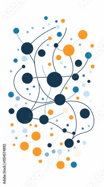 Fototapeta Abstract Network Connection Dots Lines White Background Design Presentation.
