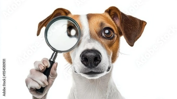Obraz searching dog with magnifying glass
