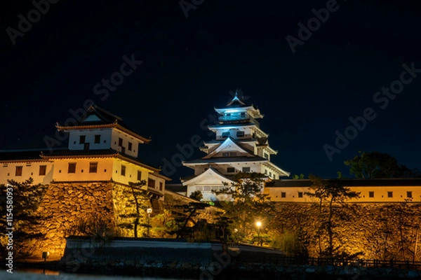Obraz ライトアップされた今治城
