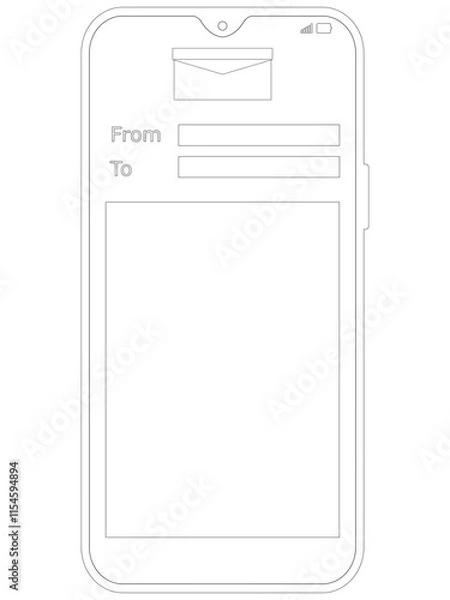 Obraz smartphone Email icon line art