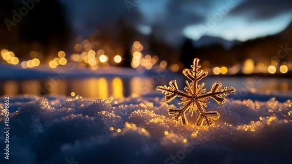 Obraz Winter Wonderland: A Sparkling Snowflake in a Snowy Landscape