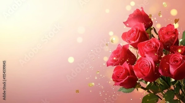 Fototapeta Valentine's Day or Wedding Background with Beautiful Roses. Concept for a romantic party invitation or love message. Premium and luxurious Ai-Generative.