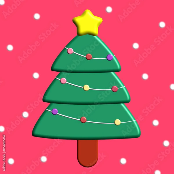 Fototapeta cute christmas tree vector illustration