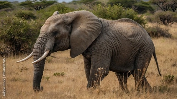 Obraz Wild african elephant with generative ai