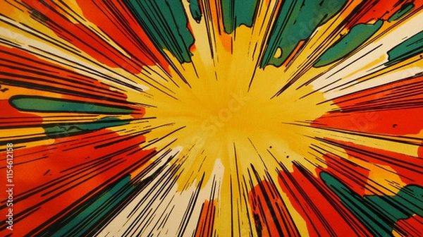 Fototapeta Colorful explosion design with vibrant hues and dynamic lines. 