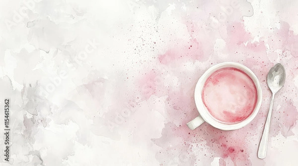 Fototapeta Minimalist watercolor panna cotta in simple composition with soft colors