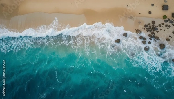 Fototapeta Aerial view of clear turquoise sea. Ai Generated