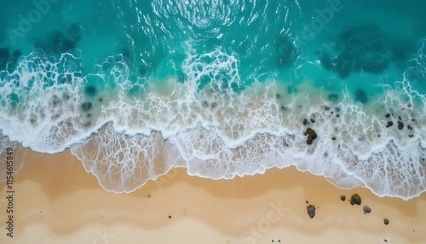 Fototapeta Aerial view of clear turquoise sea. Ai Generated