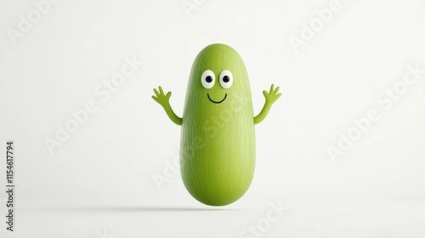 Fototapeta Cheerful cartoon pickle character studio setting digital art bright background front view fun concept for kids