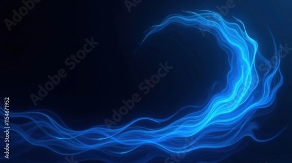 Fototapeta Abstract Blue Energy Swirls  A Dynamic Background of Flowing Light Trails and Glowing Curves