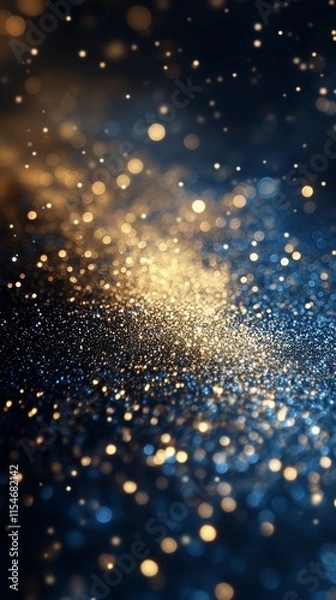 Fototapeta Golden and Blue Glittering Lights Abstract Background - Made with Generative AI