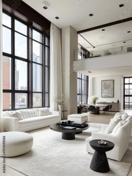 Obraz Modern Minimalist Loft Apartment Living Room Design