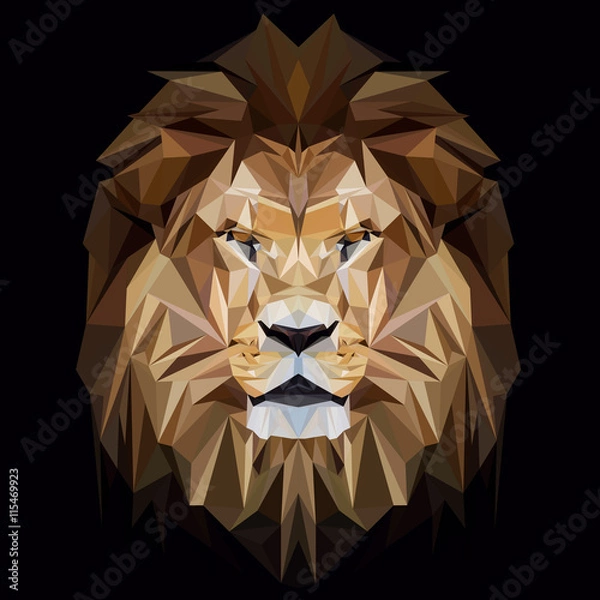 Obraz Lion low poly design. Triangle vector illustration.

