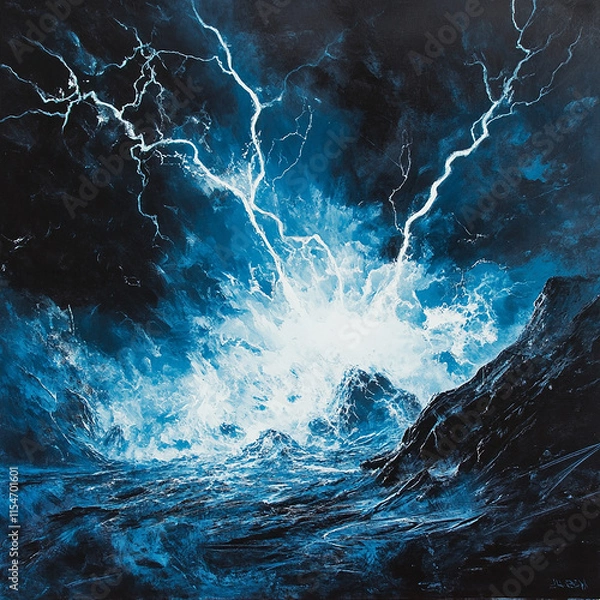 Obraz lightning over water