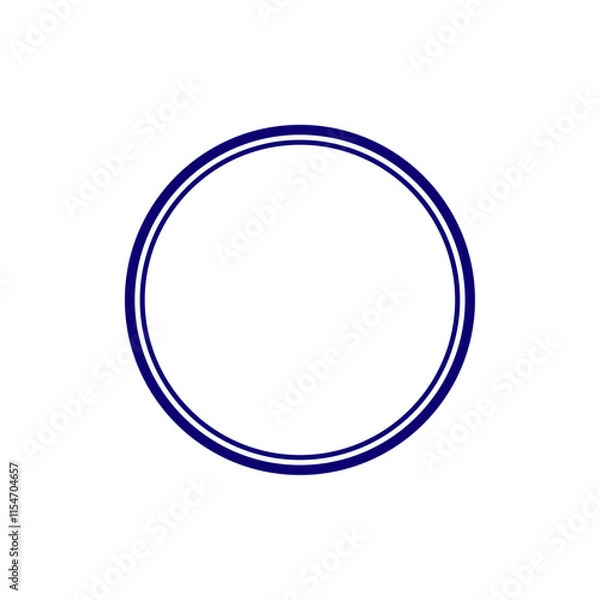 Fototapeta Double circle frame template, Vector draft element for stamp seal in blue color