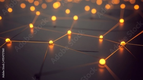 Fototapeta Abstract Networking Connections with Glowing Nodes