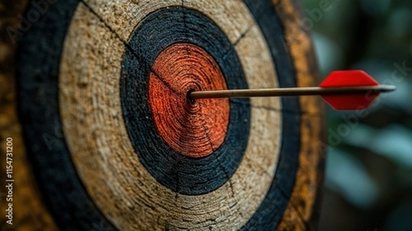 Fototapeta Dart embedded in a target's bullseye.