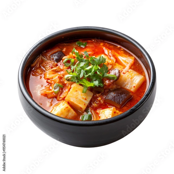 Fototapeta Tasty Korean kimchi jjigae  Isolated On Transparent Background