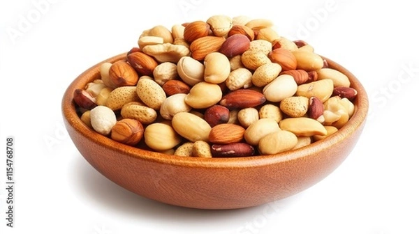 Fototapeta Rustic Wooden Background with a Single Nut Isolated