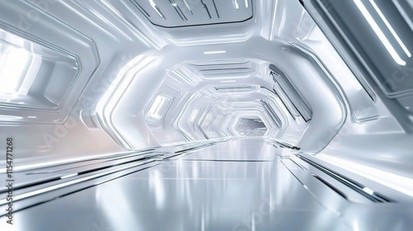 Fototapeta Sleek White Futuristic Background with High-Tech Lines and Design