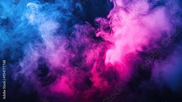 Fototapeta Ethereal Smoke in Vibrant Colors Filling an Empty Room Background