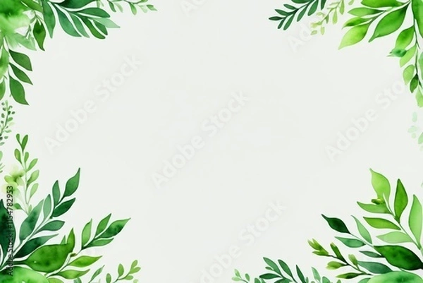 Fototapeta a close up of a green leafy frame with a white background