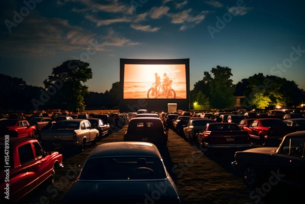 Obraz Nostalgic Evening at Drive-In Theater: A Snapshot of Timeless Americana
