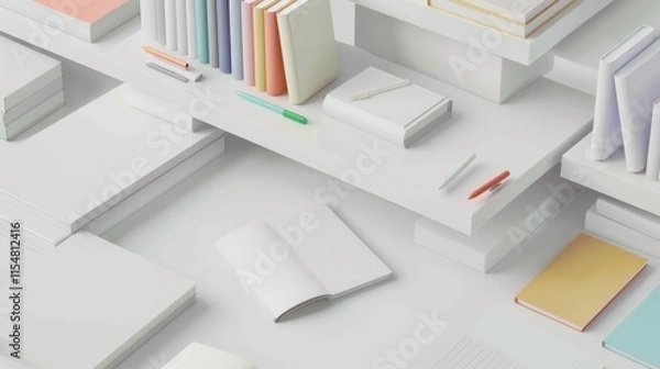 Fototapeta Books, Notebooks, Textbooks and Blank Paper Templates