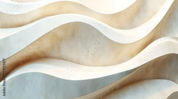 Fototapeta Abstract Beige and White Wave Pattern Texture Background