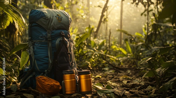 Fototapeta Backpacking in the Amazon: Adventure, Discovery, and Golden Hour