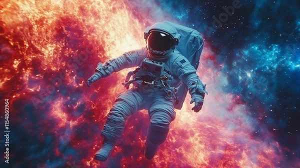 Fototapeta Indian astronaut navigating through cosmic rift lead parallel universe where time flow reverse Their exploration of strange reality reveals new insight into nature of existence mysteries of multiverse