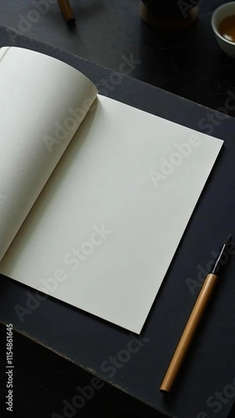 Fototapeta Blank page, paper material, xuan paper texture,, 8K, top view