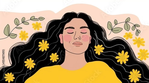 Fototapeta 花　女性