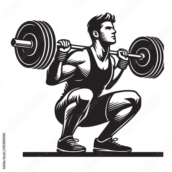 Obraz 
Strong Smiling Man Doing Bench Press Exercise Cartoon Vector Illustration
